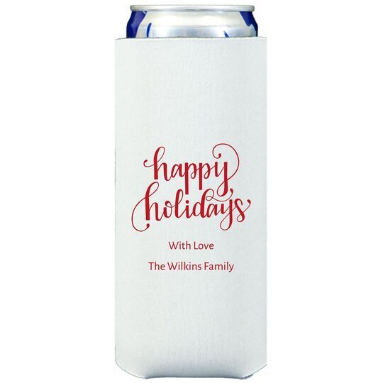 Hand Lettered Happy Holidays Collapsible Slim Koozies